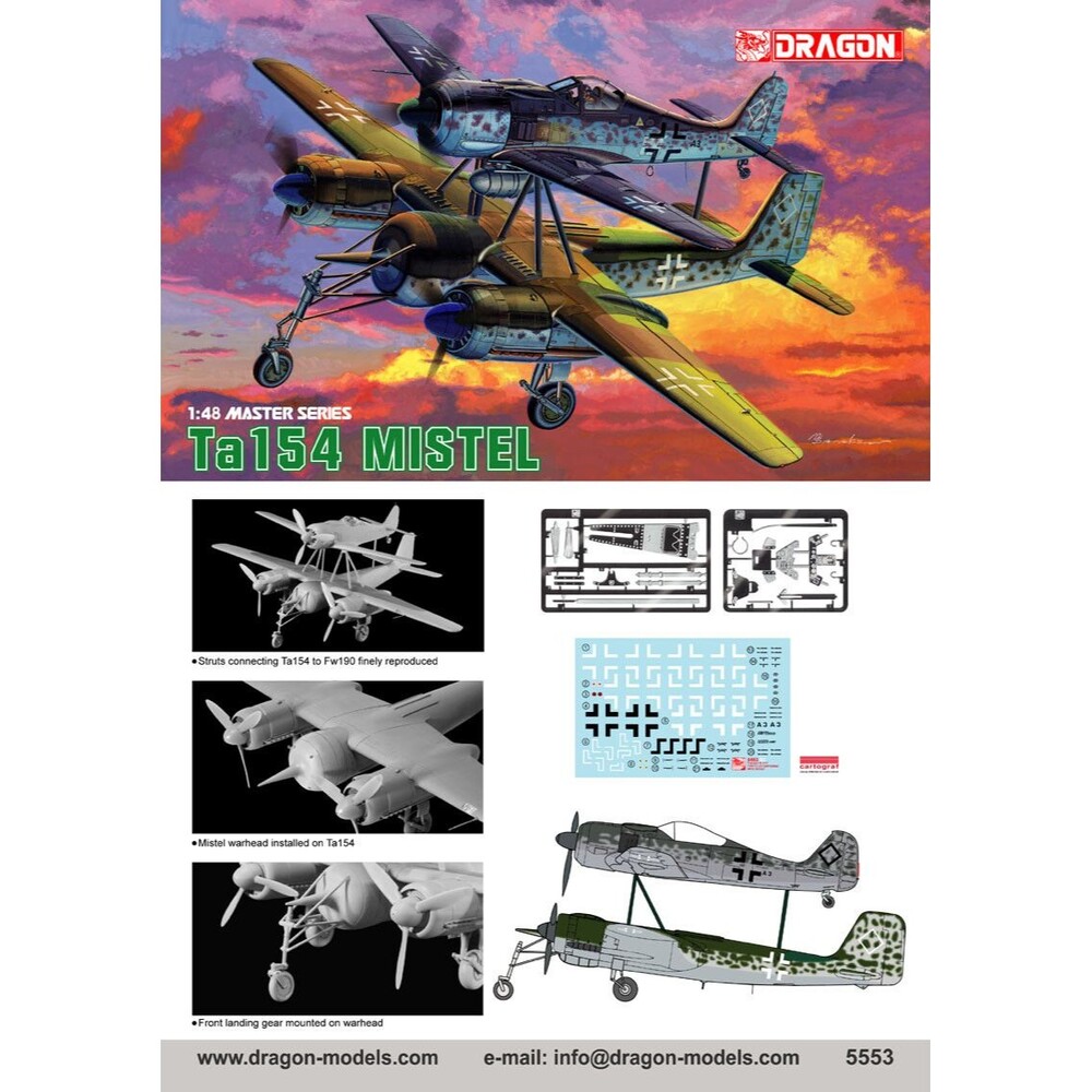 1/48 FW-190 + Ta154 Mistel Set Flying Bomb Original Shrink Wrap Dragon 5553